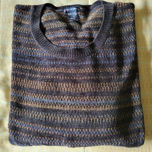 Knightsbridge Men’s Pullover Crew Neck Sweater – XL, Black/Brown/Blue Striped